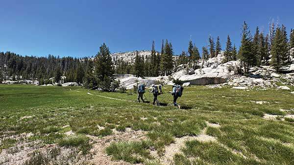 선라이즈 하이 시에라 캠핑장으로 가는 길은 아름다운 초원이 펼쳐진다.