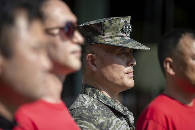 9월1일 박정훈 해병대 전 수사단장이 영장실질심사를 받기 위해 서울 용산구 군사법원으로 들어서고 있다. ⓒ시사IN 박미소