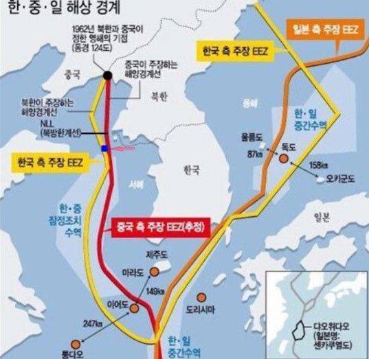 힌국 중국 일본 3개국의 해상 경계/그래픽=주재우 교수