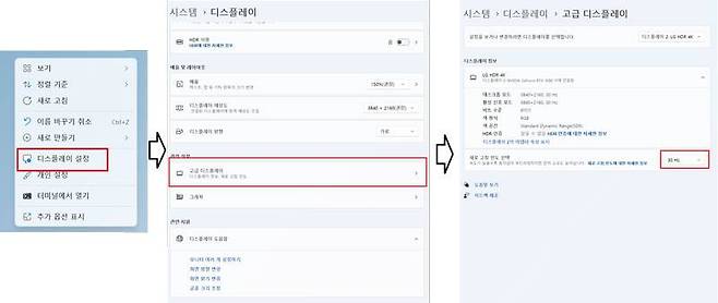 모니터 화면 주사율을 확인 및 변경하는 방법 / 출처=IT동아