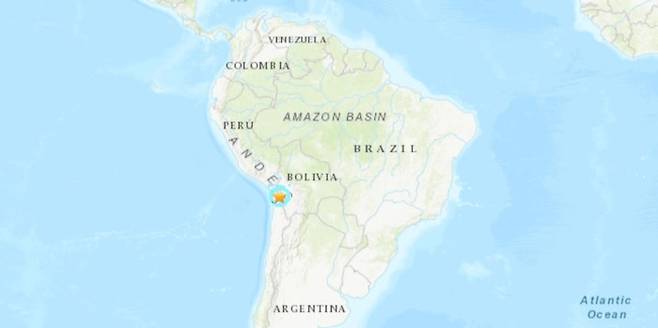 칠레 지진 위치. 미국 지질조사국 제공