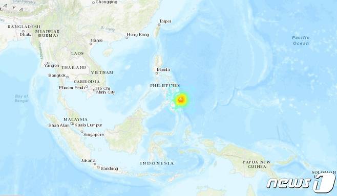 지난 2일(현지시간) 밤 오후 11시 37분쯤 필리핀 민다나오섬 인근에선 리히터 규모 7.6의 강진이 발생했다. 출처: USGS