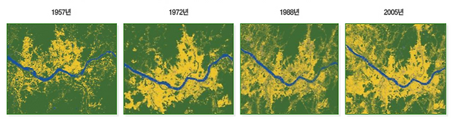 위성사진으로 살펴보는 서울 시가지 형태의 변화. [서울도시계획포털]