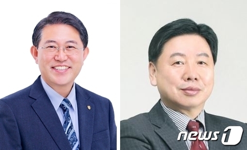 (왼쪽부터)신종석 배화여자대학교 총장, 유기현 한광전기공업㈜ 대표이사.(단국대 제공)