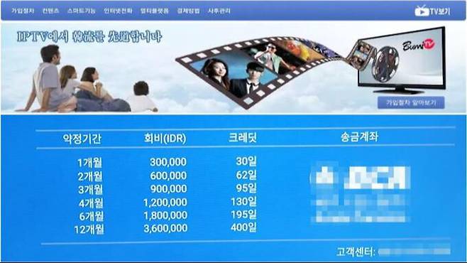 인도네시아 교민 대상 IPTV 인터넷 광고. 부산경찰청 제공