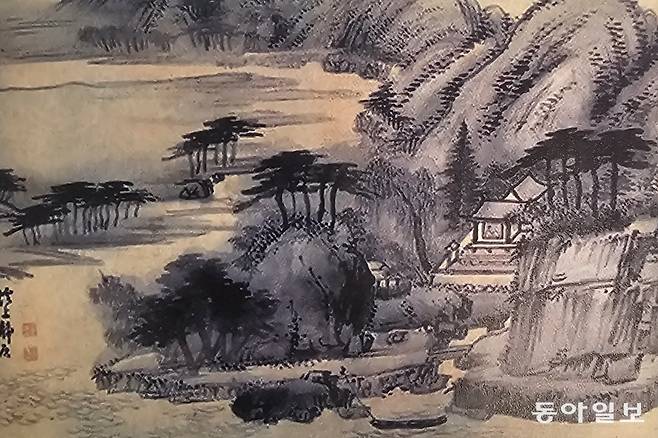 겸재 정선이 그린 계상정거도. 겸재가 퇴계 사후 170여 년이 지난 시점에 도산서원을 방문해 그린 그림으로 1000원짜리 지폐에도 담겨있다. 고요하게 머무는 삶을 묘사했다. 삼성문화재단 제공