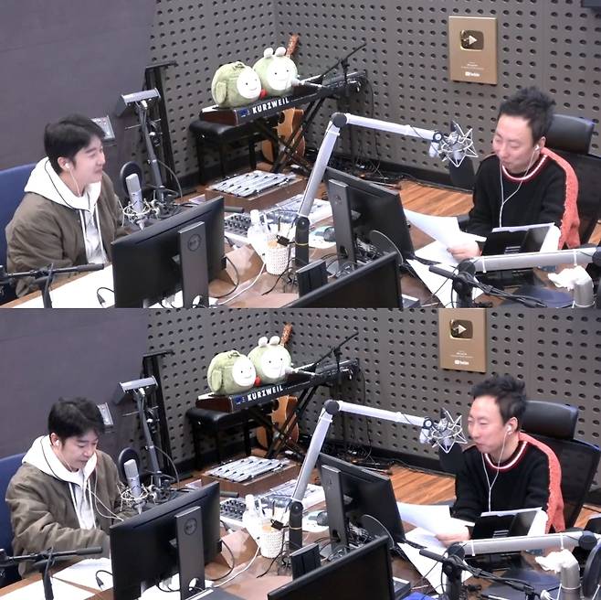 왼쪽부터 방송인 김태진, 개그맨 겸 가수 박명수. (KBS 쿨FM 박명수의 라디오쇼 캡처)