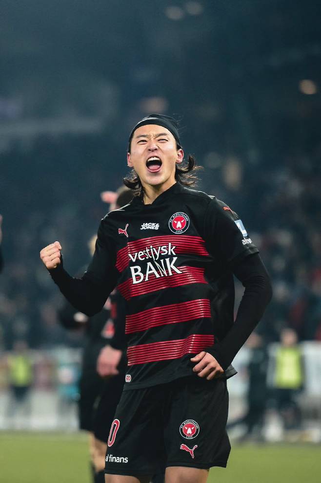 조규성(미트윌란)이 덴마크 리그 진출 후 첫 멀티 골 경기를 펼쳤다. 사진=미트윌란