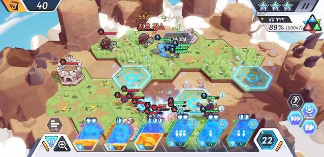 양쪽에서 적을 몰아가는 모습