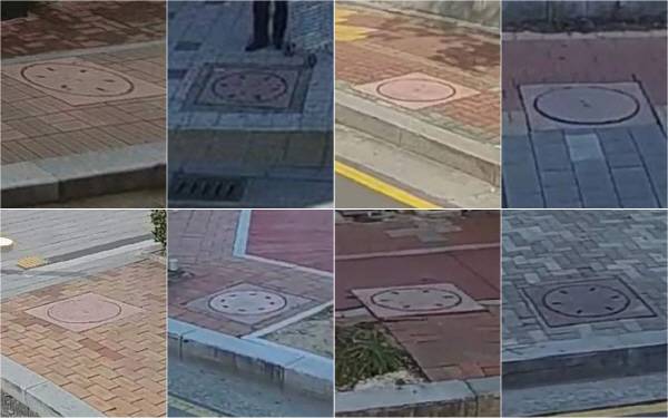 위성지도로 확인한 부산시내 조화맨홀 뚜껑. 대부분 구에서 쉽게 찾아볼 수 있었다. 카카오맵 캡쳐