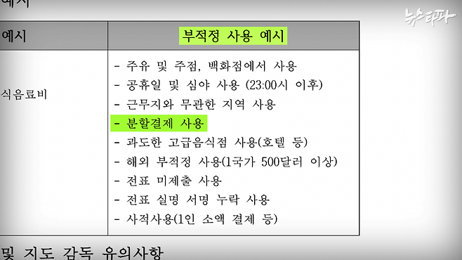 ▲ ‘금액 쪼개기’ 결제는 검찰의 예산 집행 매뉴얼에서도 금하고 있는 대표적인 ‘예산 부적정 사용’ 사례다.