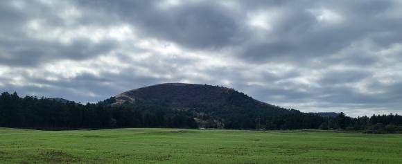 성이시돌목장 테시폰 주택 앞에서 바라본 정물오름의 모습. 제주 강동삼 기자