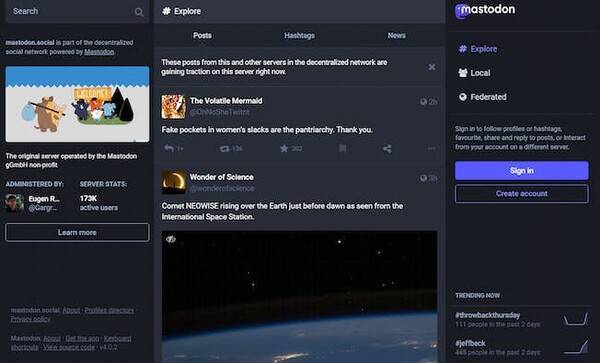 - 마스토돈 인터페이스&nbsp;