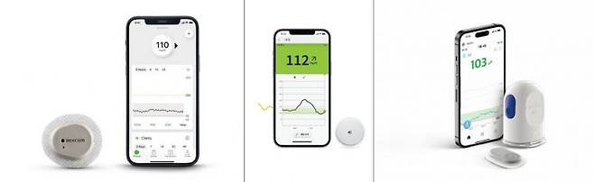 국내 유통 중인 연속혈당측정기(CGM)인 '덱스콤 G6', '프리스타일 리브레', '케어센스 에어' (왼쪽부터). [사진제공=각 사]