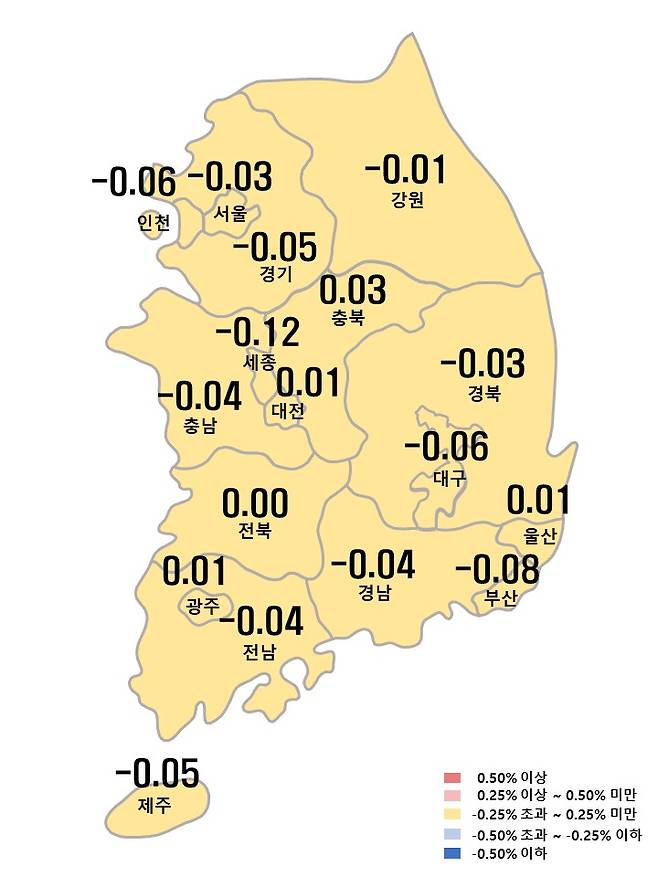 시도별 아파트 매매가격지수 변동률./부동산원 제공