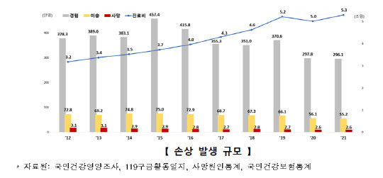 연도별 손상 발생 규모. 질병관리청 제공.