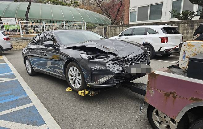 음주운전 차량  촬영 천경환 기자