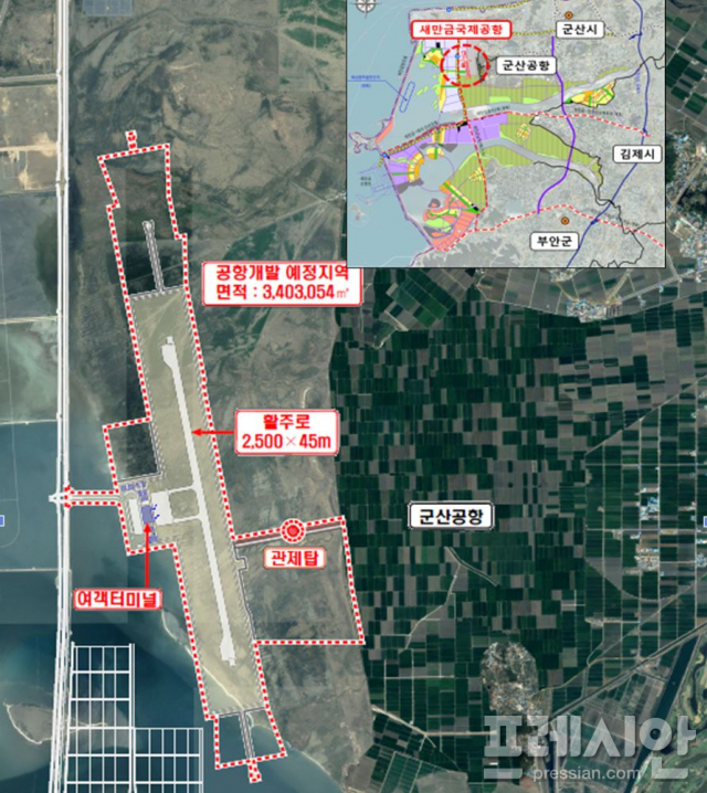 ▲새만금국제공항 개발사업 위치도(2022.6.29) ⓒ국토부