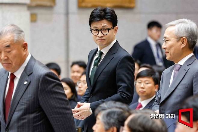 한동훈 법무부 장관이 지난 11일 서울 서초구 대법원에서 열린 조희대 대법원장 취임식에 참석하고 있다. 사진=강진형 기자aymsdream@