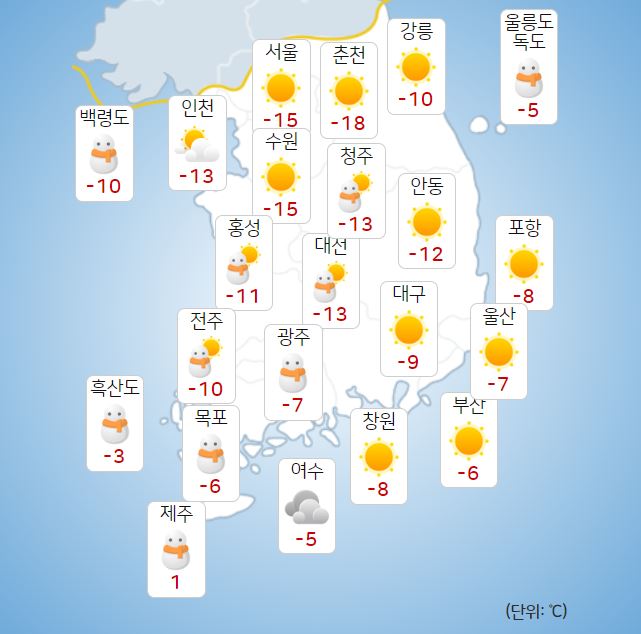 ⓒ기상청: 내일(20일) 오전 전국날씨