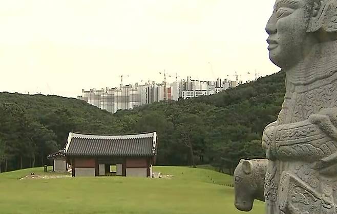 김포 장릉과 경관을 가린 신축아파트