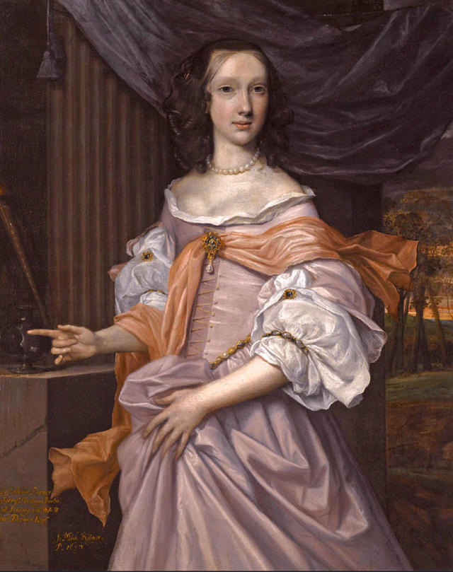 존 마이클 라이트, 캐서린 도머의 초상화, 1659년. 출산 후 산욕열로 사망한 캐서린 도머를 추모하는 초상화로 추정된다. ⓒ The Ryecote Estate