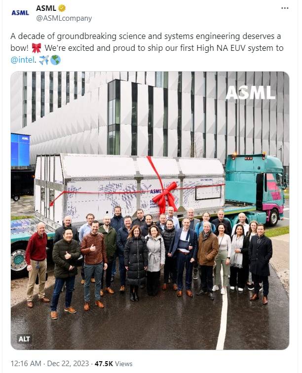 ASML이 인텔에 납품한 첫 하이 NA EUV. /ASML 엑스 캡처