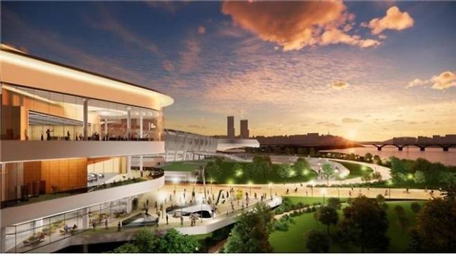 잠실 전시컨벤션 센터(안) 한강변 조감도ⓒ서울시 제공