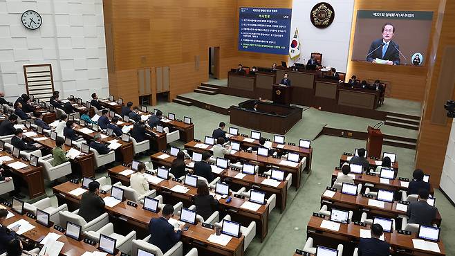 지난 11월 1일, 시정열설 하는 조희연 서울시교육감 [사진 제공: 연합뉴스]