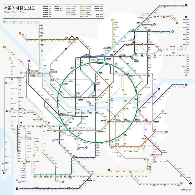 새로 바뀐느 서울 지하철 노선도. ⓒ서울시