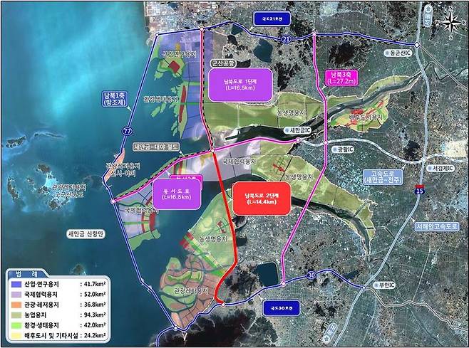새만금 동서‧남북도로 노선도 (사진=새만금개발공사 제공) *재판매 및 DB 금지
