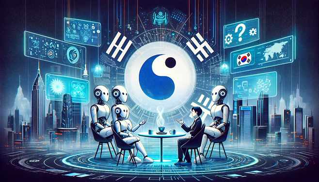 AI 챗봇들이 한국의 AI 대전환에 대해 논의하고 있는 모습