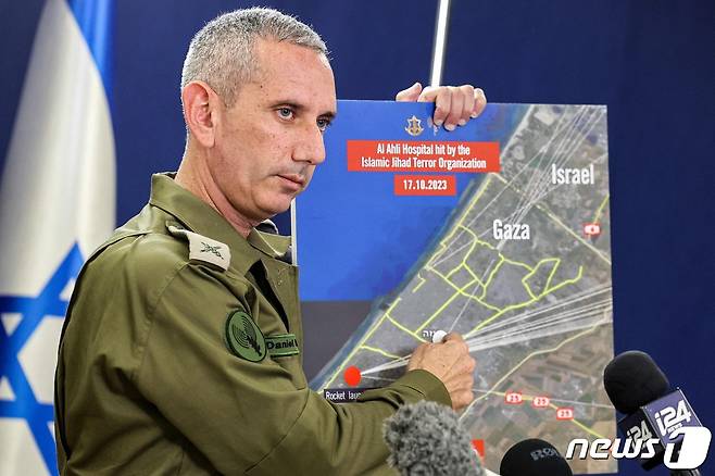 이스라엘 군 대변인 다니엘 하가리 소장이. 2023.10.18 ⓒ AFP=뉴스1 ⓒ News1 우동명 기자