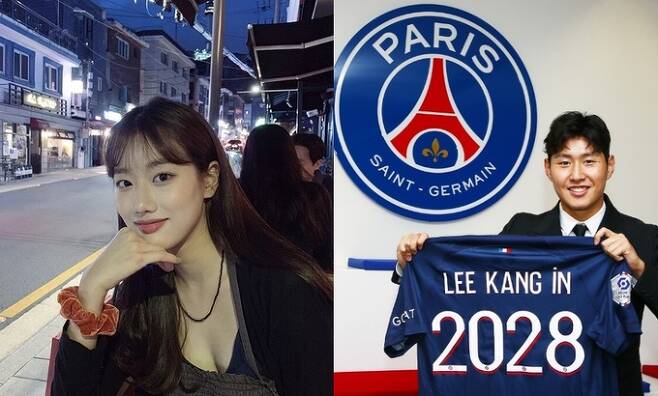 에이프릴 출신 배우 이나은(24·왼쪽)과 국가대표 축구선수 이강인(22). 인스타그램 제공
