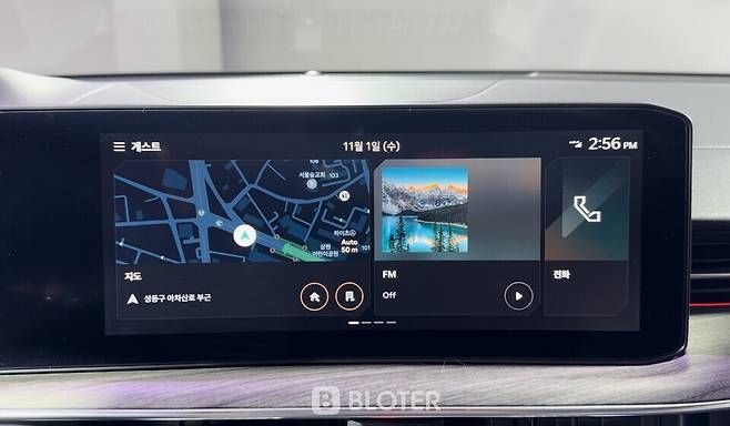 기아 더 뉴 K5에 탑재된 12.3인치 센터페시아 디스플레이서 작동되는 현대차그룹 신형 인포테인먼트 시스템 ccNC(사진=조재환 기자)