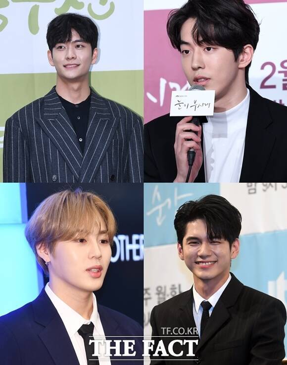 배우 강태오 남주혁 옹성우, 가수 하성운(왼쪽 위부터 시계방향)이 2024년 전역한다. /더팩트 DB