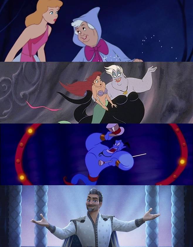 영화 '신데렐라', '인어공주', '알라딘', '위시' 스틸컷.