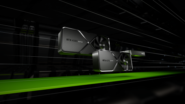 엔비디아가 8일(현지 시간) CES 2024에서 공개한 신형 GPU ‘RTX 4080 슈퍼’. 사진 제공=엔비디아