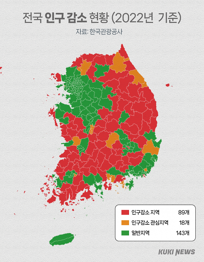 지난해 전국 인구 감소 현황. 한국관광공사. 그래픽=이승렬 디자이너