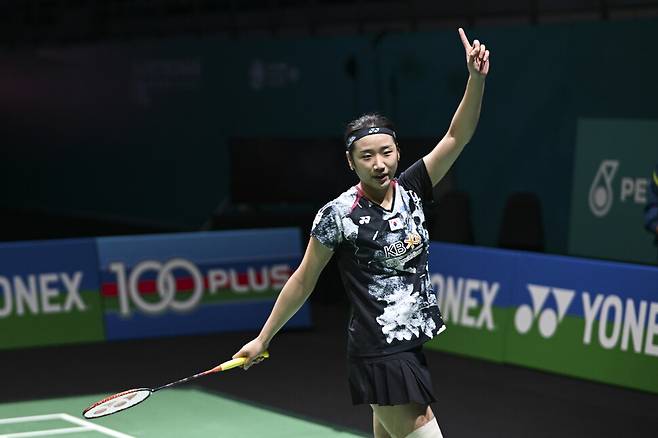 세계배드민턴연맹(BWF) 월드투어 슈퍼1000 말레이시아오픈 여자 단식 4강전 때의 안세영. 쿠알라룸푸르/시나 연합뉴스