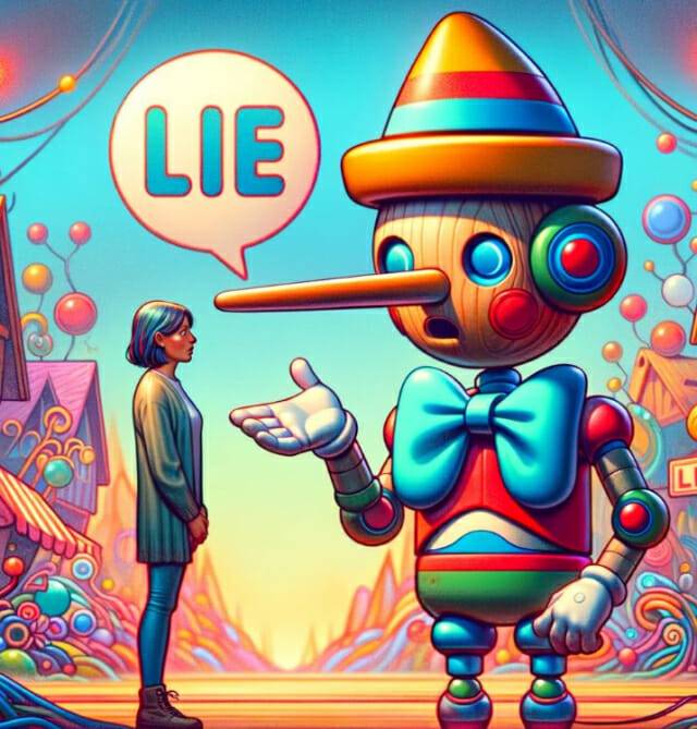 오픈AI의 달리3로 그린 '사람한테 거짓말하는 AI' 이미지. (사진=오픈AI)