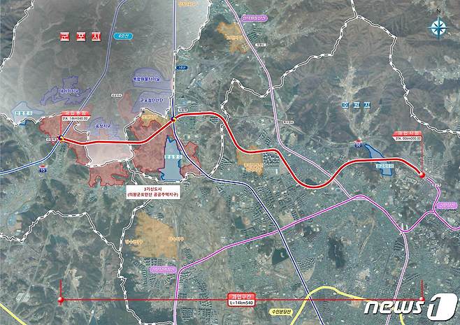 군포시가 추진하는 신분당선 연장선 노선안.(군포시 제공)