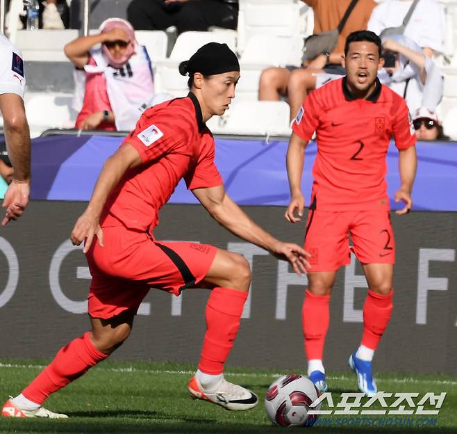 15일(현지시간) 카타르 도하 자심 빈 하마드 스타디움에서 열린 2023 아시아축구연맹(AFC) 카타르 아시안컵 대한민국과 바레인의 경기. 조규성이 돌파를 시도하고 있다. 도하(카타르)=박재만 기자 pjm@sportschosun.com/2023.01.15/