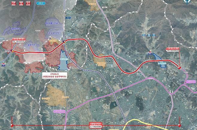 군포시 추진 '신분당선 연장선 노선도' [군포시 제공. 재판매 및 DB 금지]