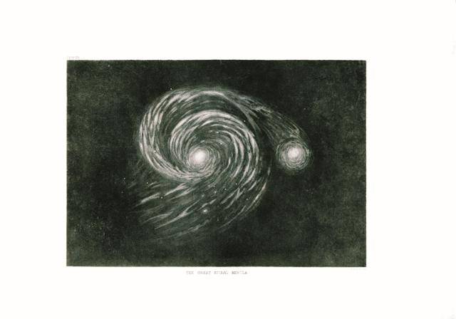 아일랜드 천문학자 윌리엄 파슨스가 1950년 나선 성운 중 하나인 메시에 51(M51)을 관측한 후 그린 그림. 롤러코스터 제공