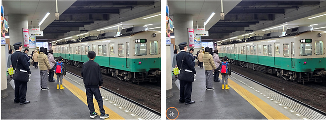 갤럭시AI를 활용한 '생성형 편집'. 검은옷 입은 아이를 사진에서 지워냈다.ⓒ데일리안 남궁경 기자