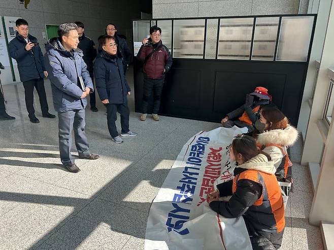 농성 중인 공공연대노조 조합원들 [공공연대노조 제공. 재판매 및 DB 금지]