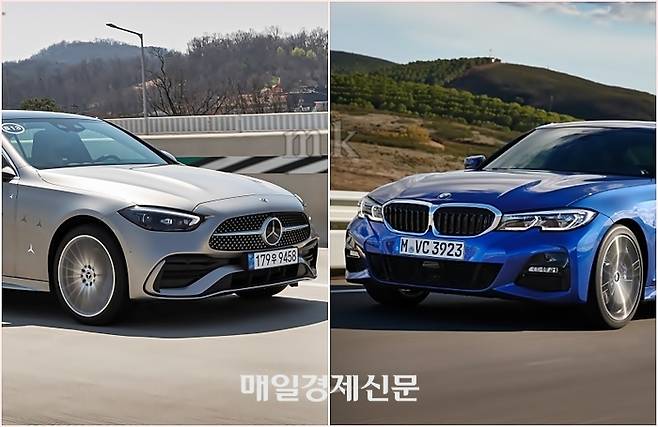 벤츠 C클래스(왼쪽)과 BMW 3시리즈 [사진출처=벤츠, BMW]