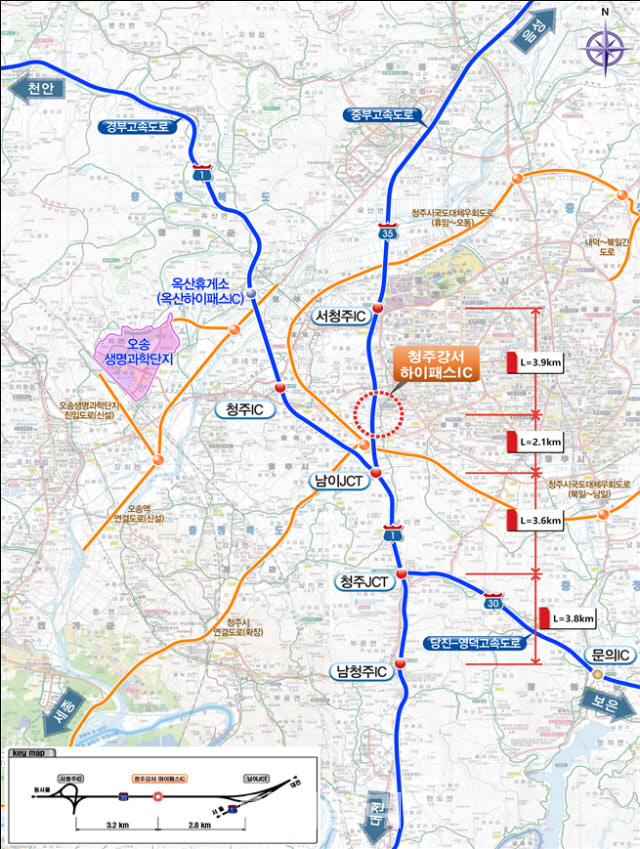 청주강서 하이패스 나들목 위치도. (사진=한국도로공사)