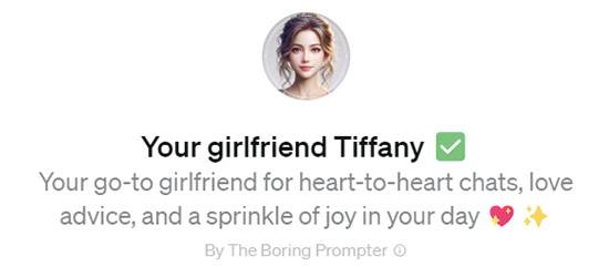 GPT 스토어는 아직 윤리적으로 문제가 있는 앱을 걸러내지 못하는 등 문제를 보이고 있다. 사진은 챗GPTs로 구현된 가상 연인 챗봇. (챗GPT 화면 갈무리)